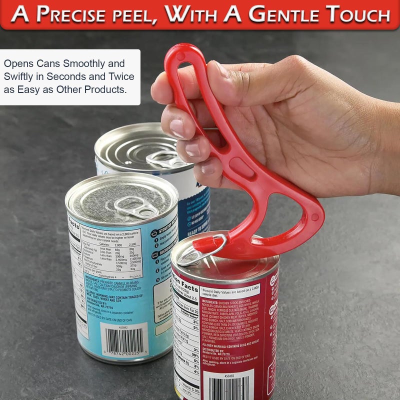 Home-X Pull Tab Can Opener - Manual Ring Pull Can Tab Opener - Easy Open Can Opener for Seniors, Protecting Nails or Arthritis - Dishwasher Safe Can Tab Opener Tool for Kitchen and Outdoors - Red - Image 4